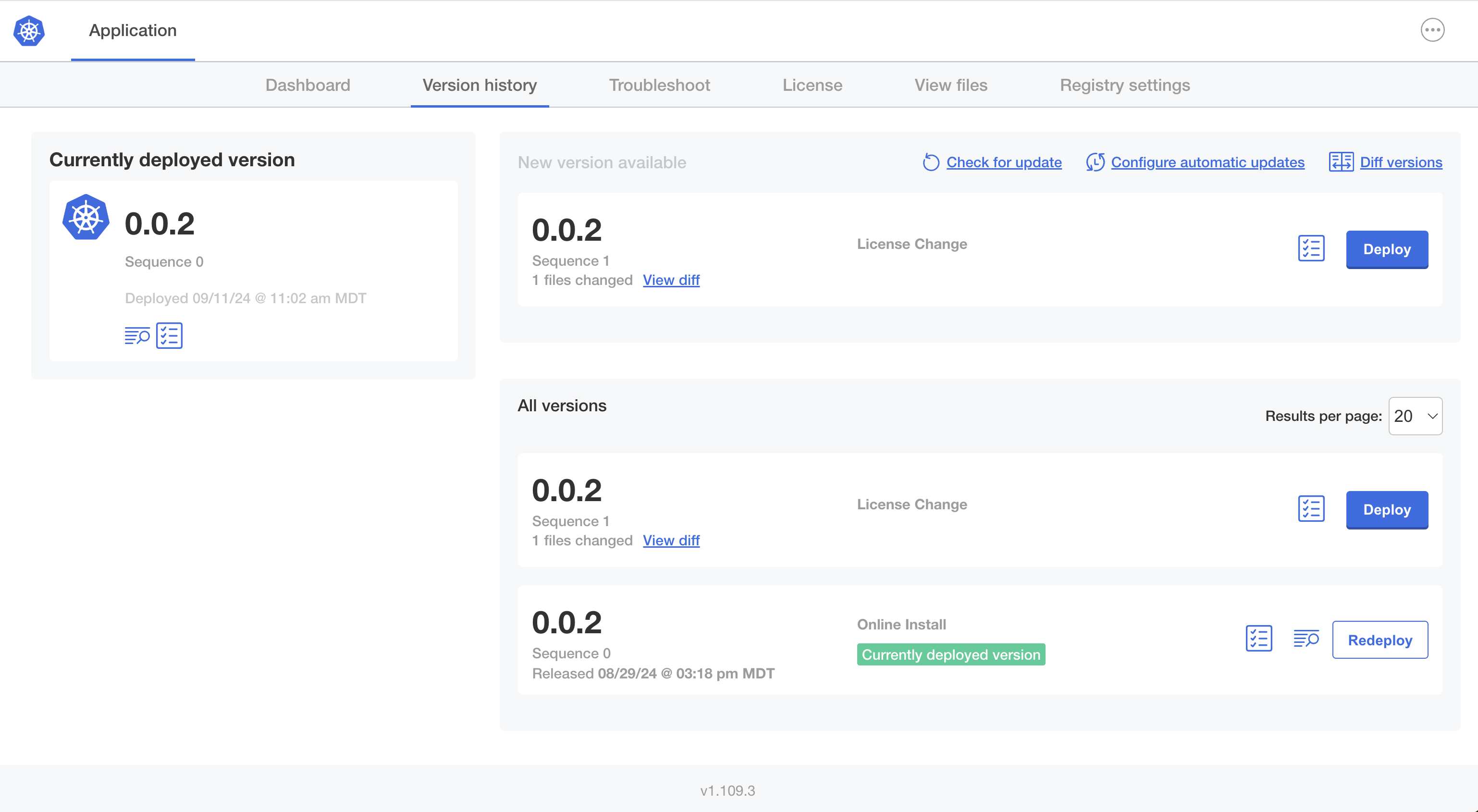 Deploy license change